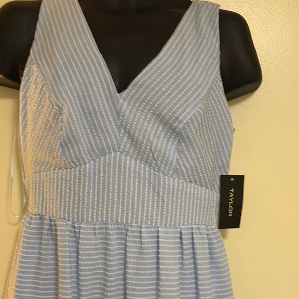Blue and White Striped Dress
